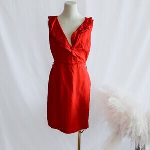 Banana republic red ruffle sheath dress size 4 P